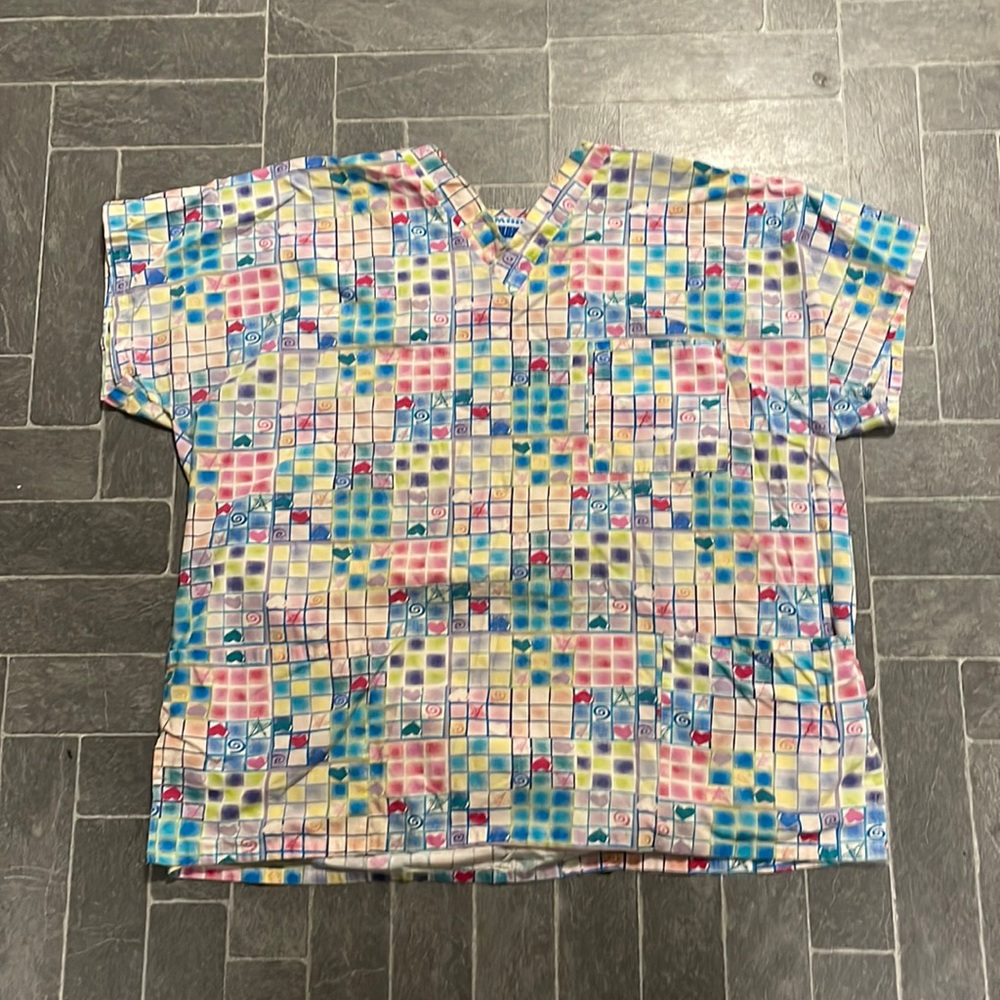 Colorful artistic scrub top 50” chest